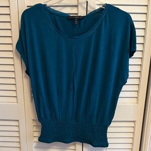 White House Black Market Teal Smock waist tee